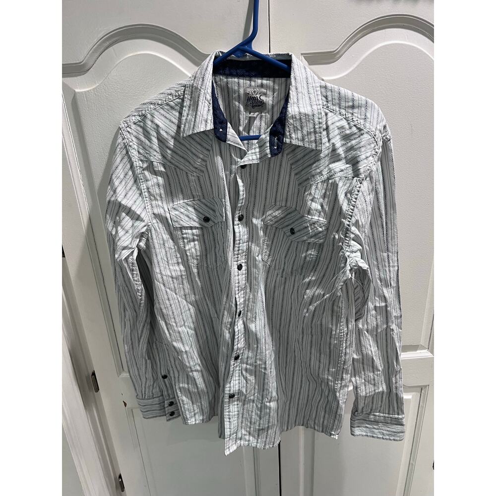 Moon Shine Spirit Brad Paisley Mens Western Shirt S Striped Pearl Snap Rodeo